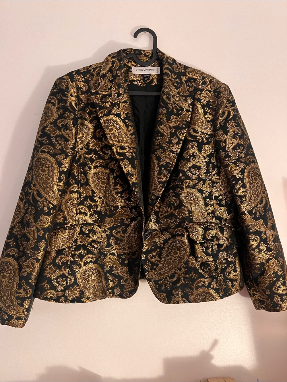 Vintage Gold & Black Paisley Evening Blazer